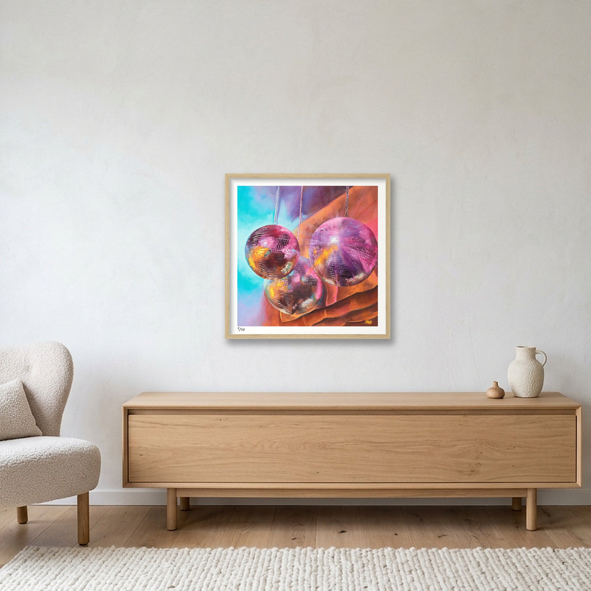 Disco Days — 50×50cm, 20×20" Oak Frame