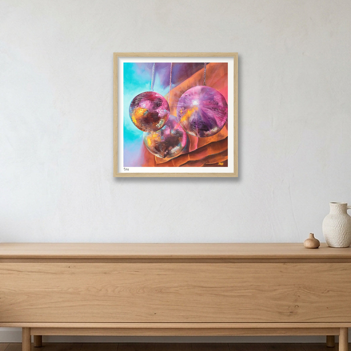 Disco Days — 40×40cm, 16×16" Oak Frame